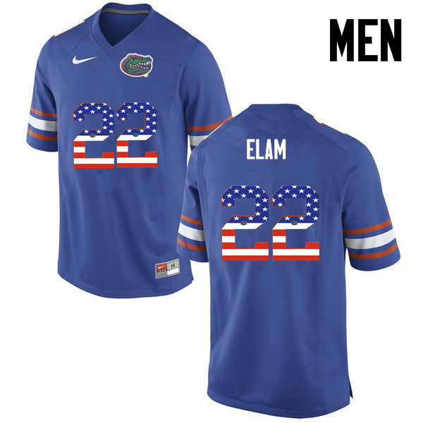 Men Florida Gators #22 Matt Elam College Football USA Flag Fashion Jerseys-Blue - Click Image to Close